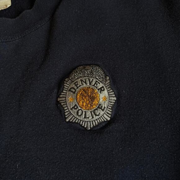 Vintage Denver Police Navy Blue Sweatshirt XXL Jerzees Activewear Cotton Cops - Picture 6 of 8